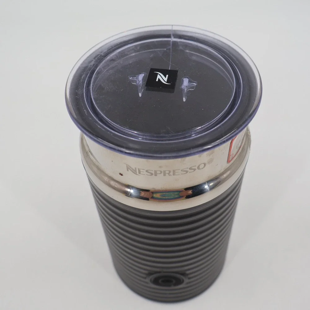 Nespresso Aeroccino3 Milk Frother Black Mod 3594 Ribbed Electric Steamer